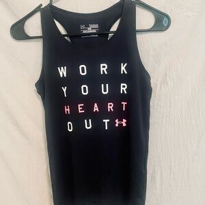 Under Armour Black and White Fitted Sleeveless Tank Top